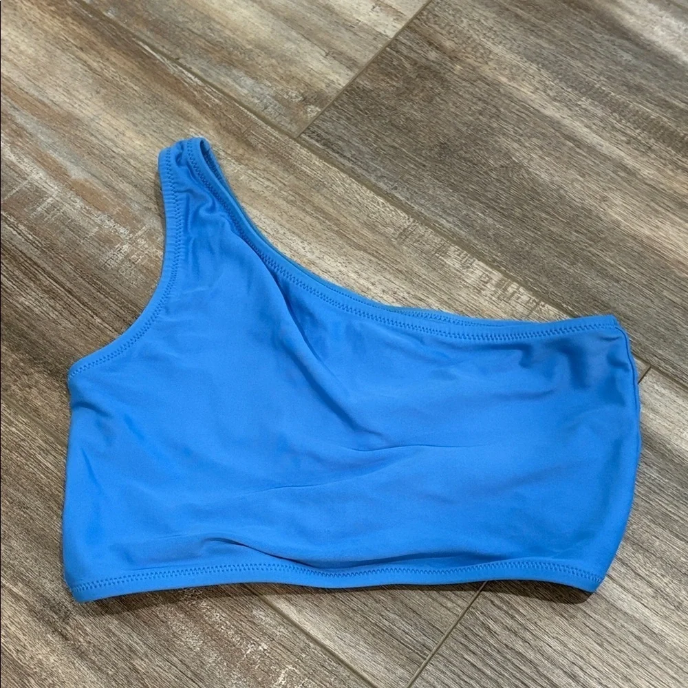 Crewcuts 2 piece one shoulder blue and navy modest bikini size 12